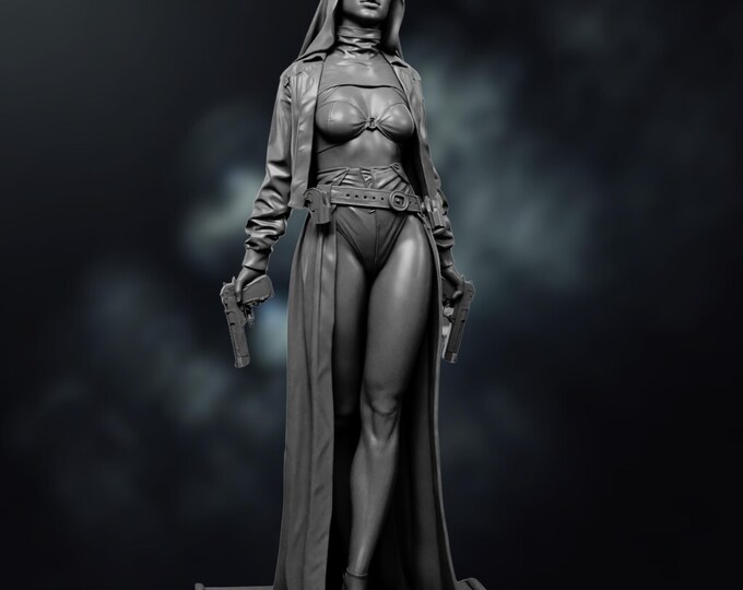 Sexy Nun with Guns | Femme Fatale Nun Assassin Model Kit | by Kuton Figurines