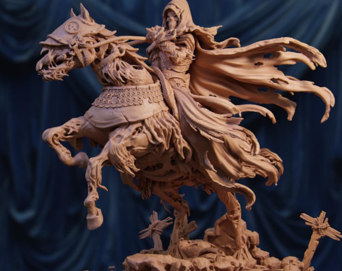 Death on Horseback Resin Model Kit | 130mm Scale Grim Reaper Rider | Four Horsemen Premium Display | By Nerikson
