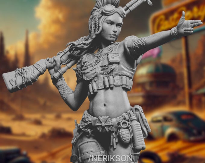 Wasteland Warrior – Post Apocalyptic Hunter | 3D Model Kit (75mm & 140mm, Unpainted) | By Nerikson
