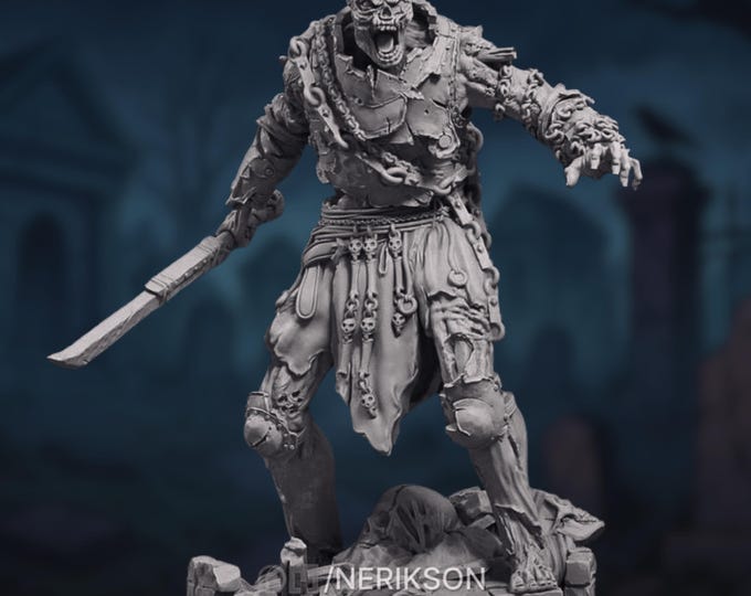 Rotted Undead Zombie Mini | Skeleton Executioner Miniature For Tabletop Games | By Nerikson