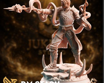 Ethereal Gunslinger Mini | Warlock Ranger Miniature | Elf Soldier with Twin Arcane Pistols and Serpentine Energy | By DM Stash