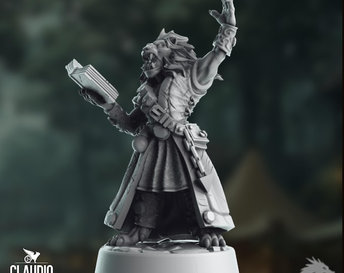 Leonin Wizard Mini | Lionfolk Cleric Miniature | By Claudio Casini Arts