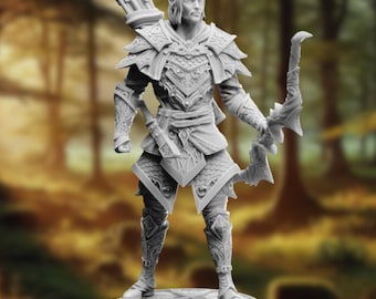 Miniatura Air Genasi Ranger: Elemental Elf Archer, D&D, Pathfinder