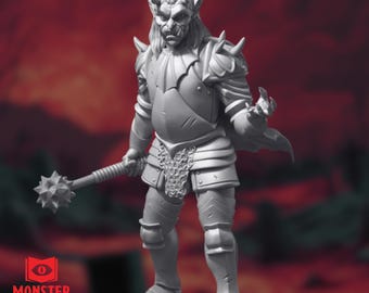 Bael the Infernal Mini | Demon Lord General Miniature | Fiend Commander with Mace | By Monster Atlas