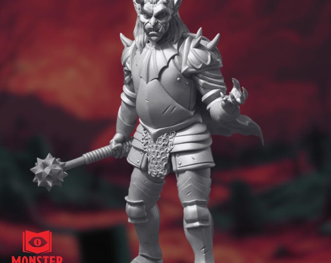 Bael the Infernal Mini | Demon Lord General Miniature | Fiend Commander with Mace | By Monster Atlas