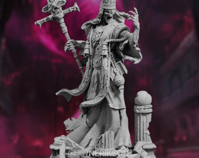 Phantom Lich Sorcerer Mini | Death Domain Cleric of Kelemvor Miniature | By Nerikson