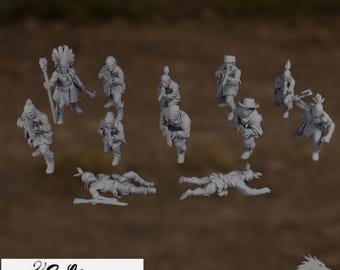 AWI Native American Warriors Mini Set | War of Independence Indigenous Warriors | By Eskice