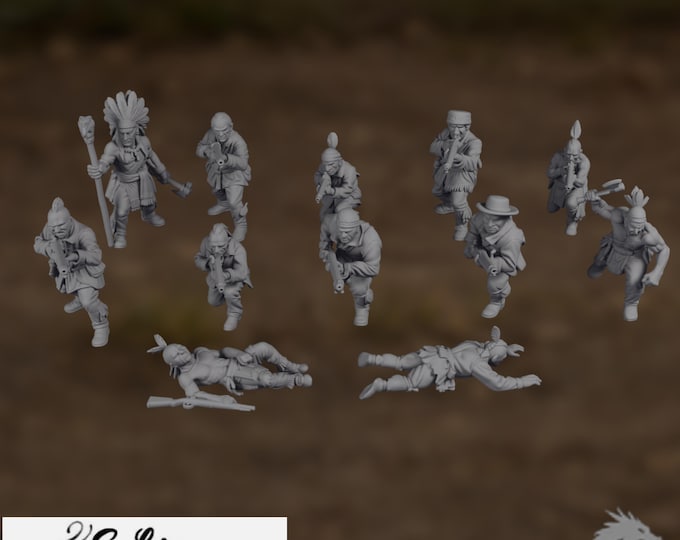 AWI Native American Warriors Mini Set | War of Independence Indigenous Warriors | By Eskice