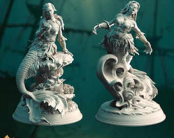 Siren Mini Set | Female Mermaid & Monstrous Sea Horror Miniatures | By DM Stash