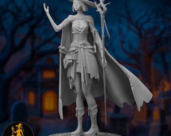 NSFW Fantasy Witch Display Model | Sexy Female Wizard with Staff and Skirt | 75mm 120mm | By DartArt3D