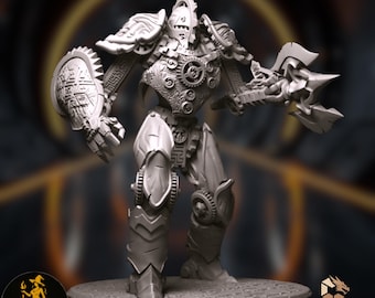 Clockwork Golem Mini | Construct Guardian Miniature | Mechanical Boss Monster | DartArt3D