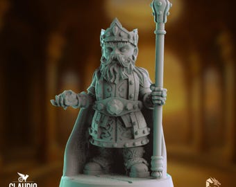 Halfling King Mini | Regal Scepter Wielding Miniature  | 28mm–40mm Resin Figure | By Claudio Casini