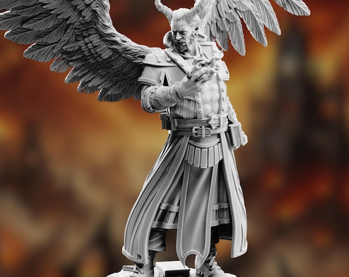 Demon Warlock Boss Mini | Fallen Angel Sorcerer - Quest Giver - Benefactor Miniature | By DM Stash