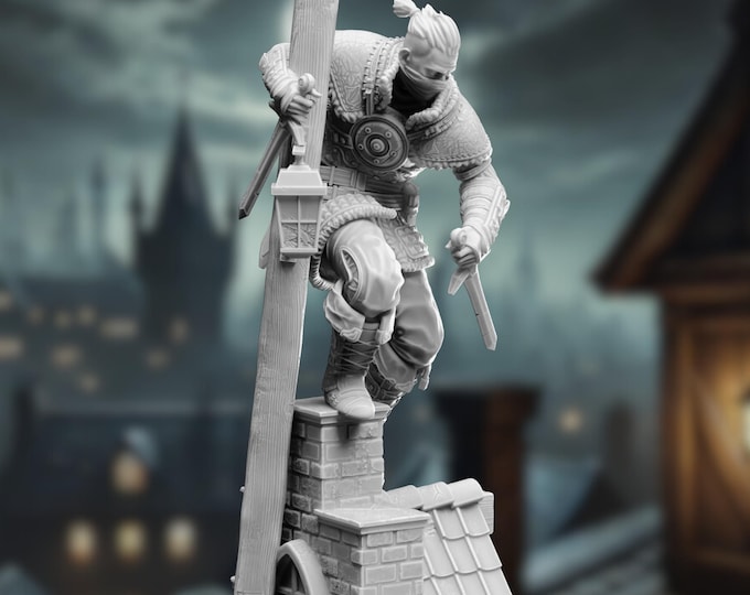 Human Assassin Rogue Mini | Stealthy 32mm Fighter Miniature | Spy Mini | DM Stash
