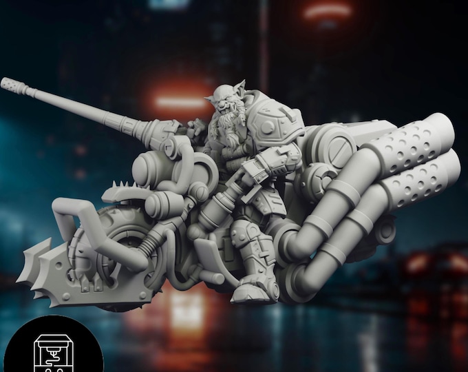 Cyberpunk Orc Biker Mini | Sci-Fi Warlord | Dystopian Gang Leader Miniature | By Nafarrate Designs