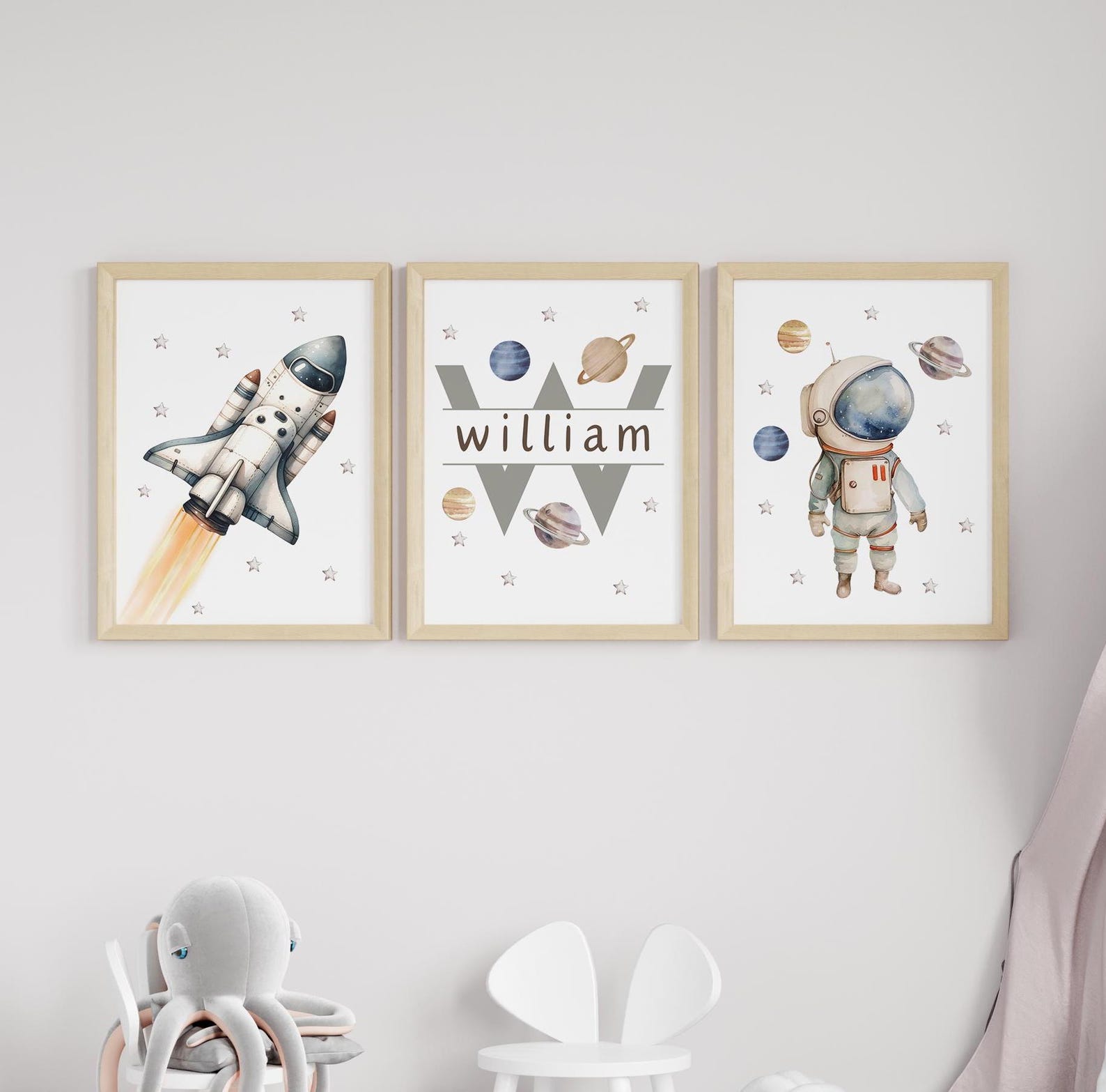 Outer Space Nursery Wall Art – Set of 3 Printable Prints for Kids ...