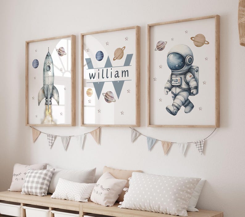 Space Nursery Prints, Outer Space Printable Wall Art Set of 3 for ...