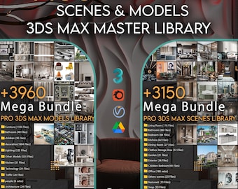 Paquete Ultimate 3DS Max Mega Bundle con más de 7100 escenas y modelos profesionales de arquitectura e interiores, V-Ray y Corona