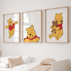 Set of 3 Classic Winnie the Pooh wall art Prints , Winnie the Pooh Nursery Wall Art , Nursery Child Kids Decor , Pooh Digital Download
