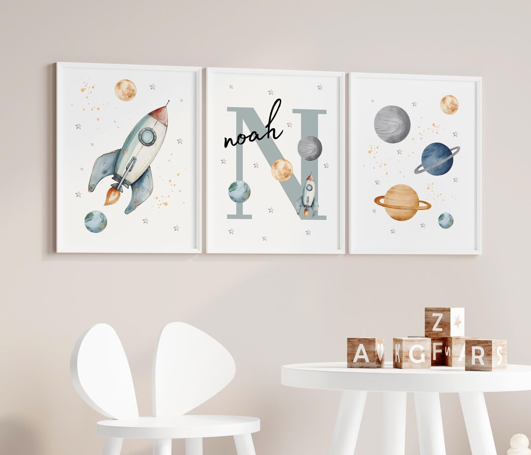 Space Nursery Prints, Outer Space Printable Wall Art Set of 3 for ...