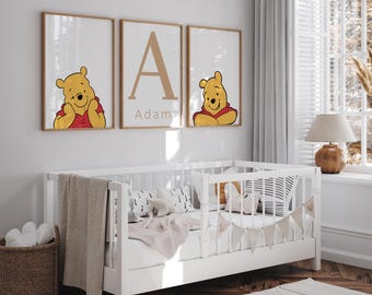 Winnie Puuh Name Print Set, personalisierte Kinderzimmer Dekor (digitaler Download)
