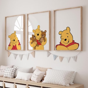 Set of 3 Classic Winnie the Pooh wall art Prints , Winnie the Pooh Nursery Wall Art , Nursery Child Kids Decor , Pooh Digital Download