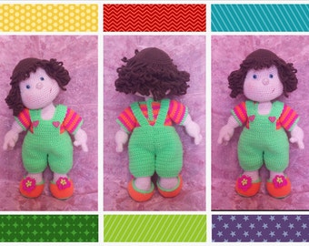 Amigurumi Matilda Dolly - Crochet PATTERN for basic doll with CROCHETED clothing