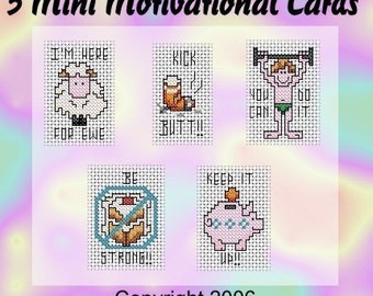 5 Quick and Easy Mini Motivational Cards in Cross Stitch - PDF Booklet