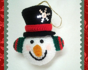 Crochet Snowman Tree Ornament Pattern