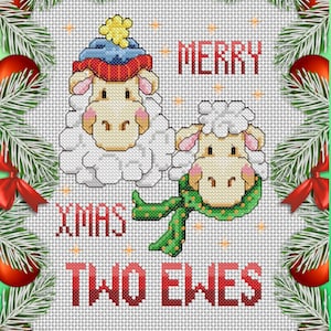 God Jul Två Tackor - Julkorsstygnsmönster - PDF E-häfte