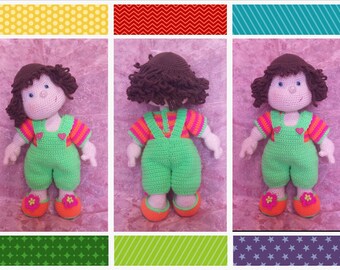 Matilda Dolly - PATTERN for CROCHET Dungaree set only