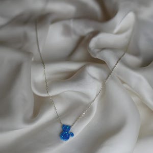 Blue Cat Necklace 925 Sterling Silver Tiny Cat Necklace Cute Cat Charm Cat Jewelry Kitty Pendant Gift for Her Gift for Cat Lover