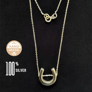 Tiny Horseshoe Pendant Necklace in Sterling Silver Cute Horse Shoe Necklace Silver Good Luck Horseshoe Necklace necklace for woman