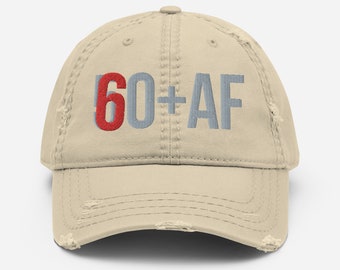 60+AF -- Embroidered Distressed Hat