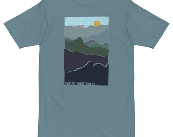 Pazifischer Nordwesten Distressed - Premium-Schwergewichts-T-Shirt