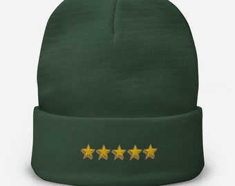 5 stelle: berretto ricamato