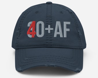 40+AF -- Embroidered Distressed Hat