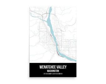 Wenatchee Valley map -- Fine Art Poster