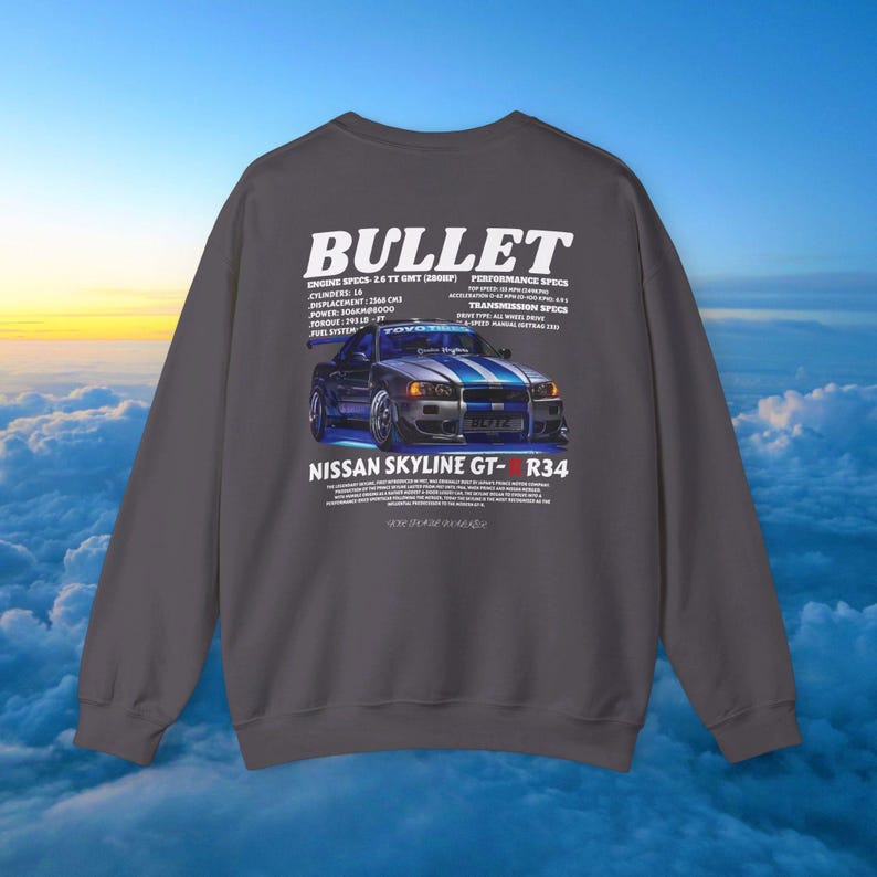 Fast and Furious, Fast and Furious Shirt, Nissan Gtr R34 Skyline, For Paul Walker, Paul Walker Shirt, Vintage Car Sweatshirt, Car sweatshirt Charcoal