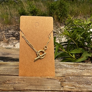 Gold Toggle Paper Clip Chain Necklace