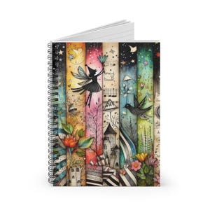 Whimsical Spiral Notebook - Ruled Lines, Colorful Fairy Design, Journal for Creativity, Gift for Dreamers, Art Supplies, School Essentials