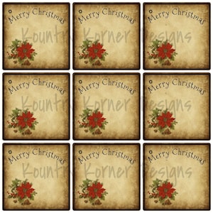 Kerstcadeaukaartjes, set van 9, label, afdrukbaar, benodigdheden voor ongewenste tijdschriften, scrapbooking, gemengde techniek, kortstondige papieren papier, hanglabel (9-in-1 set)