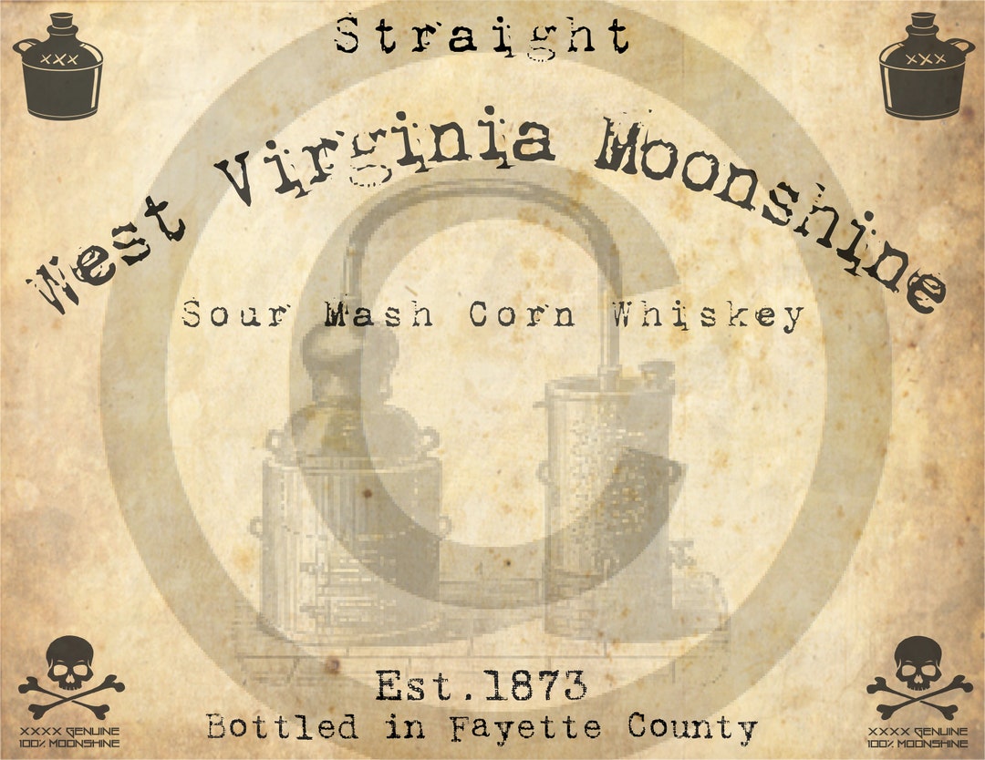 West Virginia Moonshine, Label, Wall Art, Printable, Junk Journal ...