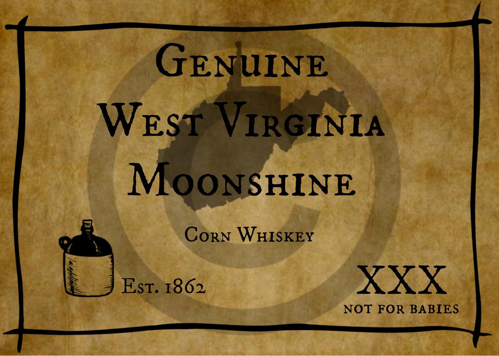 West Virginia Moonshine Label Wall Art Printable Junk Etsy