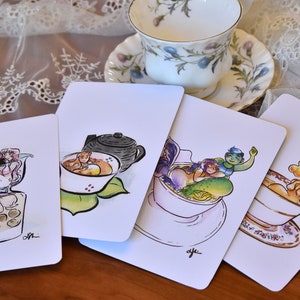 Tea Lover Postcard Set 04, 4x6 Watercolor Mermaid Prints 04