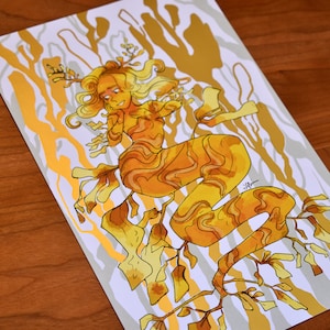 Leafy Sea Dragon Mermaid Print, Kelp Forest Mermaid Art