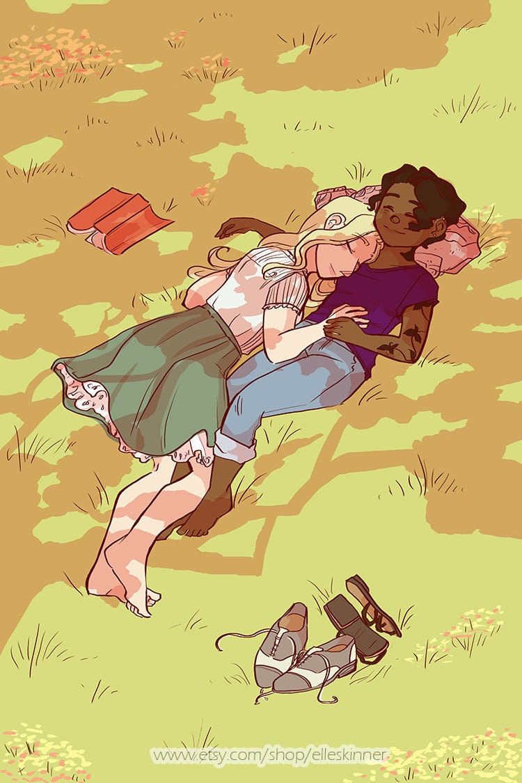 Lesbian cuddle art