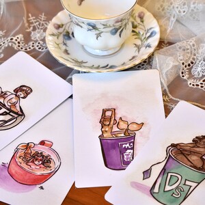 Tea Lover Postcard Set 06, 4x6 Watercolor Mermaid Prints 06