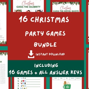 16 Christmas Games Bundle, Christmas Games Printable, Office Christmas, Family Christmas Game, Christmas Party Games, Christmas Games School