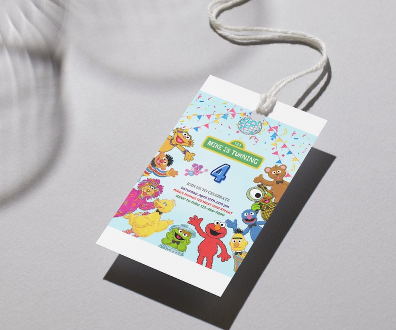 Sesame Street Birthday Invitation, Kids Cartoon Party Invite, Editable Canva Template image 6